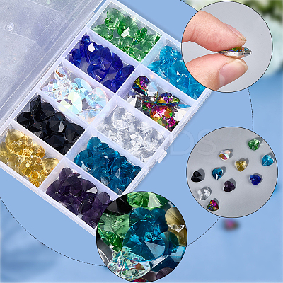 80Pcs 10 Colors Romantic Valentines Ideas Glass Charms EGLA-SP0001-31-1