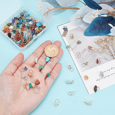 120Pcs 30 Styles Chip Gemstone Charms PALLOY-HY00045-1