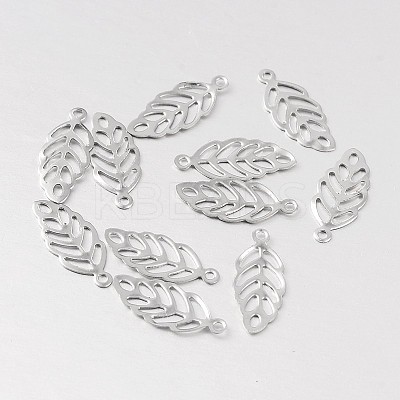 Non-Tarnish Hollow Leaf 316 Surgical Stainless Steel Filigree Charms X-STAS-M258-06-1