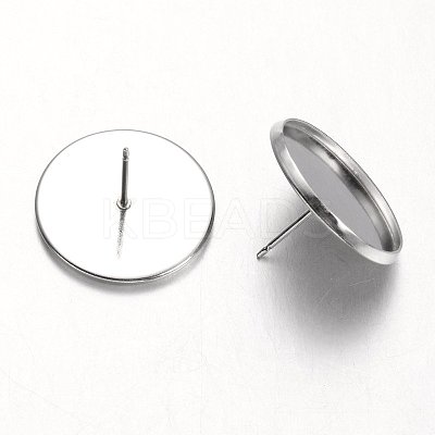 Tarnish Resistant Flat Round Stainless Steel Stud Earring Settings LS-X-STAS-M227-18mm-1