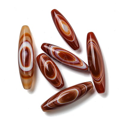 Natural Red Striped Agate/Banded Agate Beads Strands G-NH009-01-1