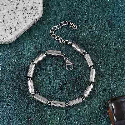 304 Stainless Steel Column Link Chain Bracelets for Women BJEW-F488-50P-1