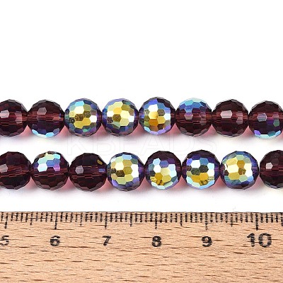 Electroplate Transparent Glass Beads Strands EGLA-N024-01A-C07-1