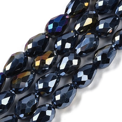 Opaque Solid Color Electroplate Glass Beads Strands EGLA-N013-P8mm-B01-1