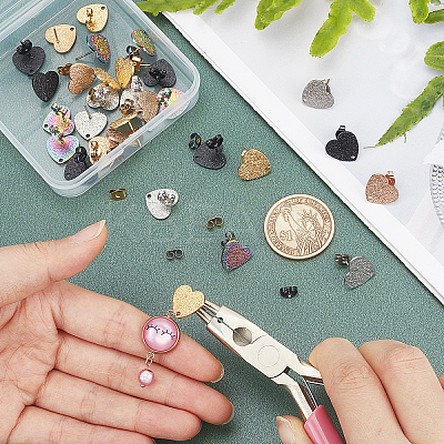 30Pcs 5 Colors Ion Plating(IP) 304 Stainless Steel Stud Earring Findings EJEW-UN0001-66-1
