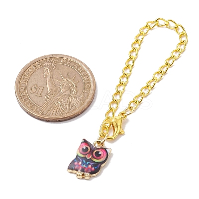 Owl Alloy Pendants Decorations HJEW-JM01865-1