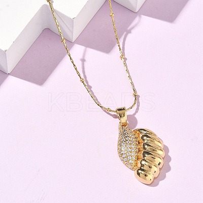 304 Stainless Steel Micro Pave Clear Cubic Zirconia Pendant Necklaces for Women LS-NJEW-Z103-01G-03-1