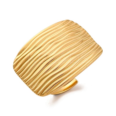 Ion Plating(IP) 304 Stainless Steel Rectangle Open Cuff Rings RJEW-M047-12G-1