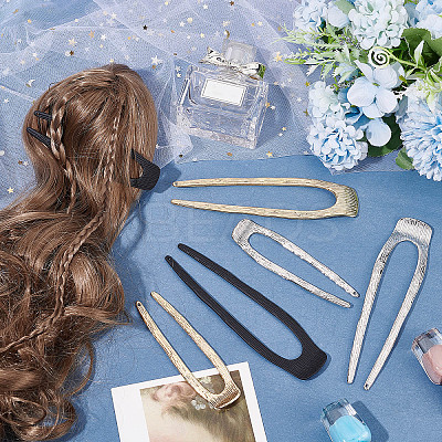 6Pcs 6 Style Alloy Hair Forks OHAR-CP0001-06-1