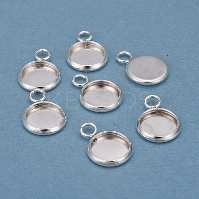 201 Stainless Steel Pendant Cabochon Settings STAS-F191-14S-A-1