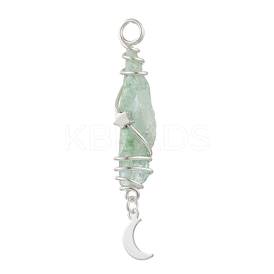 3Pcs 3 Styles Electroplated Natural Quartz Crystal Nuggets Copper Wire Wrapped Pendants PALLOY-JF03128-08-1