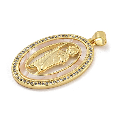 Rack Plating Brass Micro Pave Cubic Zirconia Pendants KK-I718-09G-C-1