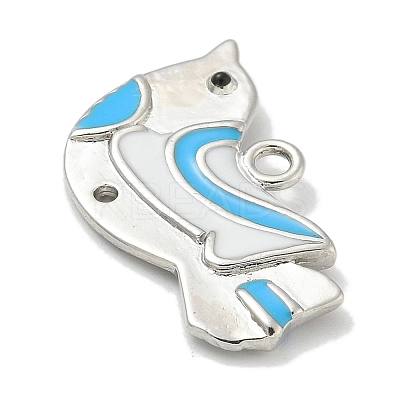 Platinum Brass Enamel Robin Bird Pendants KK-L224-060P-1