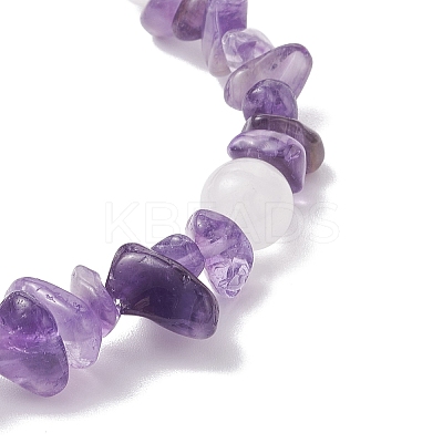 Natural Amethyst & Quartz Crystal & Malaysia Jade Beaded Stretch Bracelets for Women BJEW-JB12305-03-1