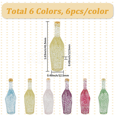 60Pcs 6 Colors Dummy Bottle Transparent Resin Cabochon RESI-SC0036-42-1