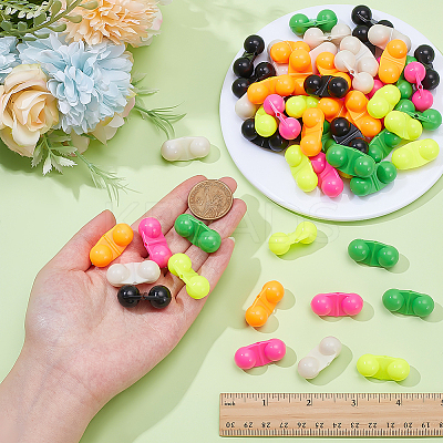 60Pcs 6 Colors ABS Plastic & Carbon Steel Fishing Double Rattles Bells Beads FIND-HY0005-15-1