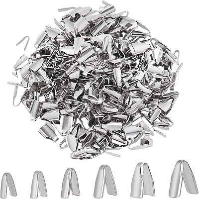 480Pcs 6 Styles 304 Stainless Steel Clamp Cord Ends STAS-UN0023-32-1