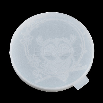 Flat Round with Owl & Flower DIY Cup Mat Silicone Molds LS-SIL-F007-06A-1