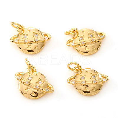 Brass Micro Pave Cubic Zirconia Universe Space Charms KK-I672-20G-1