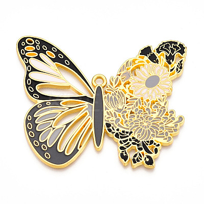 Rack Plating Alloy Enamel Big Pendants ENAM-N056-397E-G-1