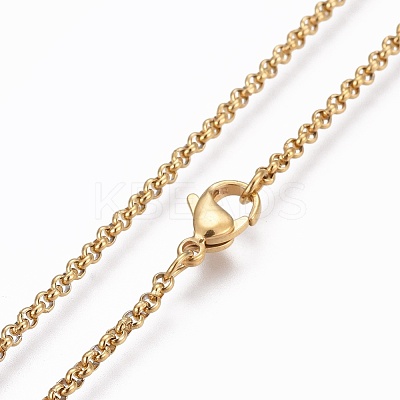 304 Stainless Steel Rolo Chain Necklaces NJEW-F248-20A-G-1