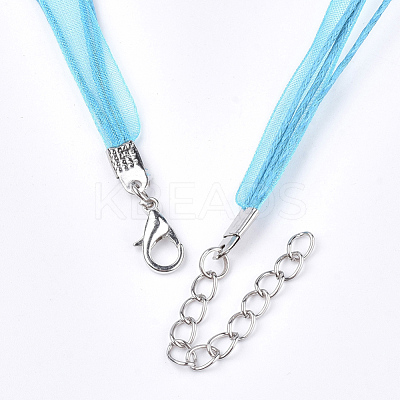 Waxed Cord and Organza Ribbon Necklace Making NCOR-T002-274-1