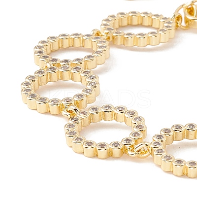 Clear Cubic Zirconia Open Ring Link Chains Bracelet BJEW-I301-08G-1
