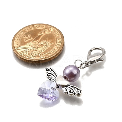 Angel Glass Pearl Round Bead Pendant Decorations HJEW-JM03073-1