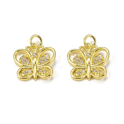 Brass Micro Pave Cubic Zirconia Charms KK-E068-VB284-1