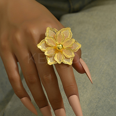 Iron Hollow Flower Cuff Rings NM9371-1