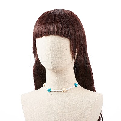 3Pcs 3 Color Dyed Synthetic Turquoise Tortoise & Acrylic Beaded Necklaces Set NJEW-JN04036-1