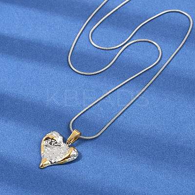 304 Stainless Steel Two Tone Pendant Necklaces for Women NJEW-S445-01F-GP-1