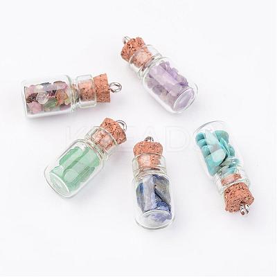Glass Bottle Pendants PALLOY-JF00248-1