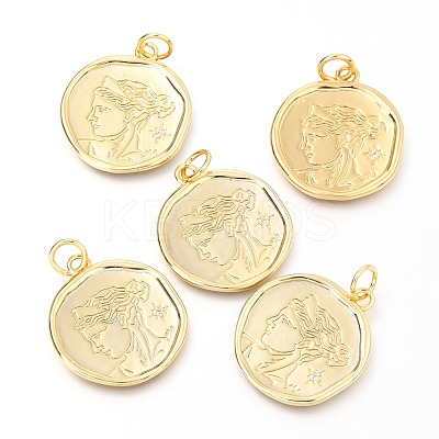 Brass Micro Pave Clear Cubic Zirconia Charms ZIRC-O036-21G-1