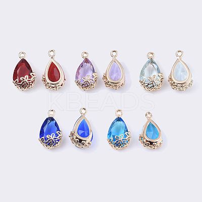 5Pcs 5 Colors Transparent Glass Pendants GLAA-YW0005-79-1