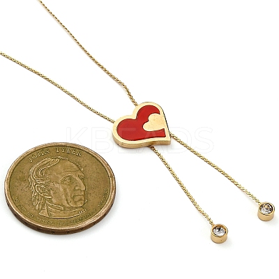 PVD Vacuum Plating 304 Stainless Steel Enamel Heart Pendant Necklaces NJEW-C063-04G-01-1