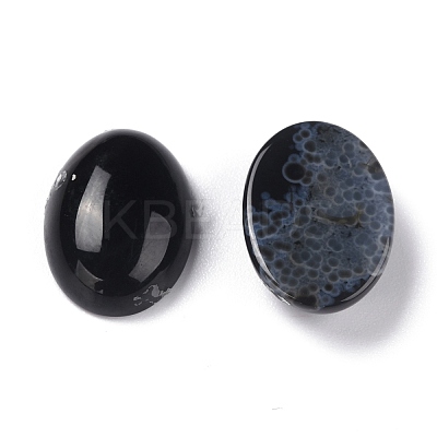 Oval Natural Dyed & Heated Black Agate Cabochons G-K020-18x13mm-01-1