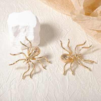 Alloy Rhinestone Stud Earrings LS-EJEW-P321-01G-1