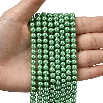 Eco-Friendly Dyed Glass Pearl Round Beads Strands HY-A002-6mm-RB008-1