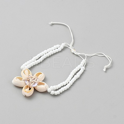 Shell Charm Bracelets BJEW-WH0041-33B-1