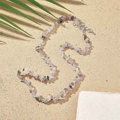 Natural Supper 7 Rutilated Quartz Chip Beaded Necklaces for Men Women NJEW-G159-01A-1