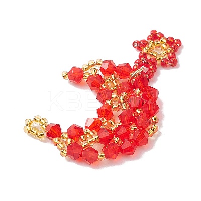 Imitation Austrian Crystal 5301 Glass & TOHO Round Seed Beaded Pendant PALLOY-MZ00179-01-1