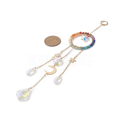 Glass Teardrop & Star Window Hanging Suncatchers HJEW-JM00906-1