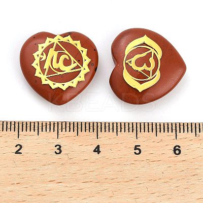 7Pcs 7 Styles Chakra Natural Red Jasper Love Heart Ornaments Figurines G-P533-01A-1