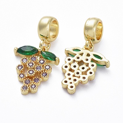 Brass Micro Pave Cubic Zirconia European Dangle Charms LS-ZIRC-F074-05G-1