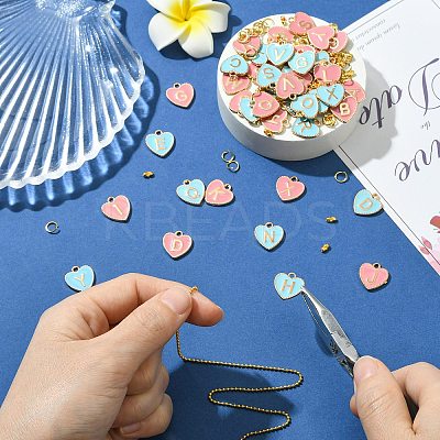 DIY Alloy Enamel Heart with Letter A~Z Pendant Decoration Making Kits DIY-CJ0003-08-1