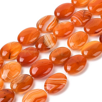 Natural Striped Agate/Banded Agate Beads Strands G-Q182-01E-1