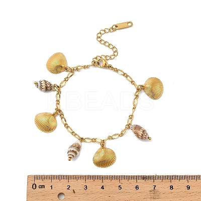 304 Stainless Steel Charm Bracelets for Women Ion Plating(IP) BJEW-A052-02G-1