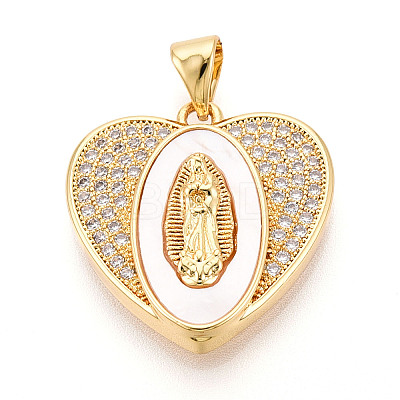 Brass Micro Pave Clear Cubic Zirconia Pendants KK-N268-22G-1