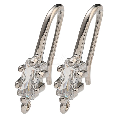 Brass Pave Clear Cubic Zirconia Earring Hooks KK-R149-20P-1